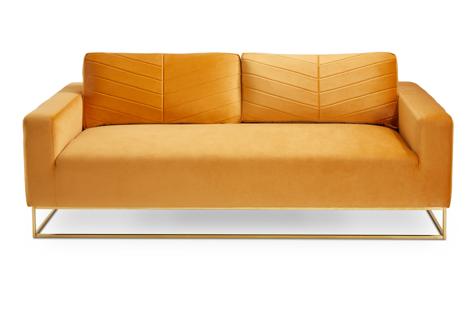 Franklin Gold Sofa: Yellow Velvet